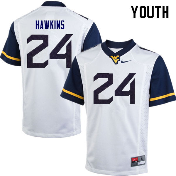 NCAA Youth Roman Hawkins West Virginia Mountaineers White #24 Nike Stitched Football College Authentic Jersey ZJ23Y33UN